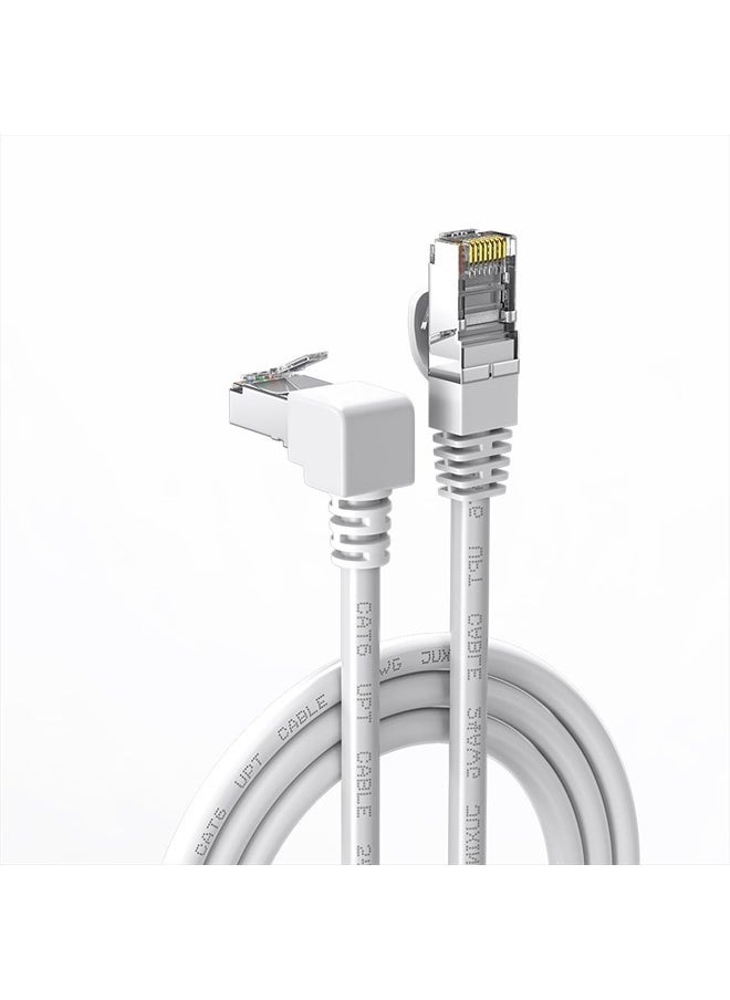 90 Degree Cat6 Ethernet Cable White 3FT Right Angle CAT 6 Ethernet Patch Cable RJ45 LAN Cable Gigabit Network Cord Downward Angle Bandwidth up to 250MHz 1Gbps