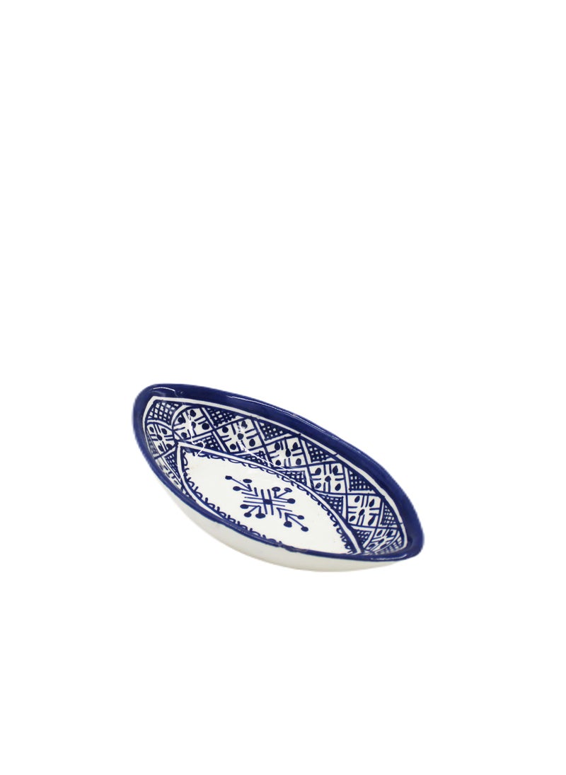 MOROCCAN HANDMADE HAND PAINTED PICKLE BOWL OVAL SHAPE 16 X 9 CM