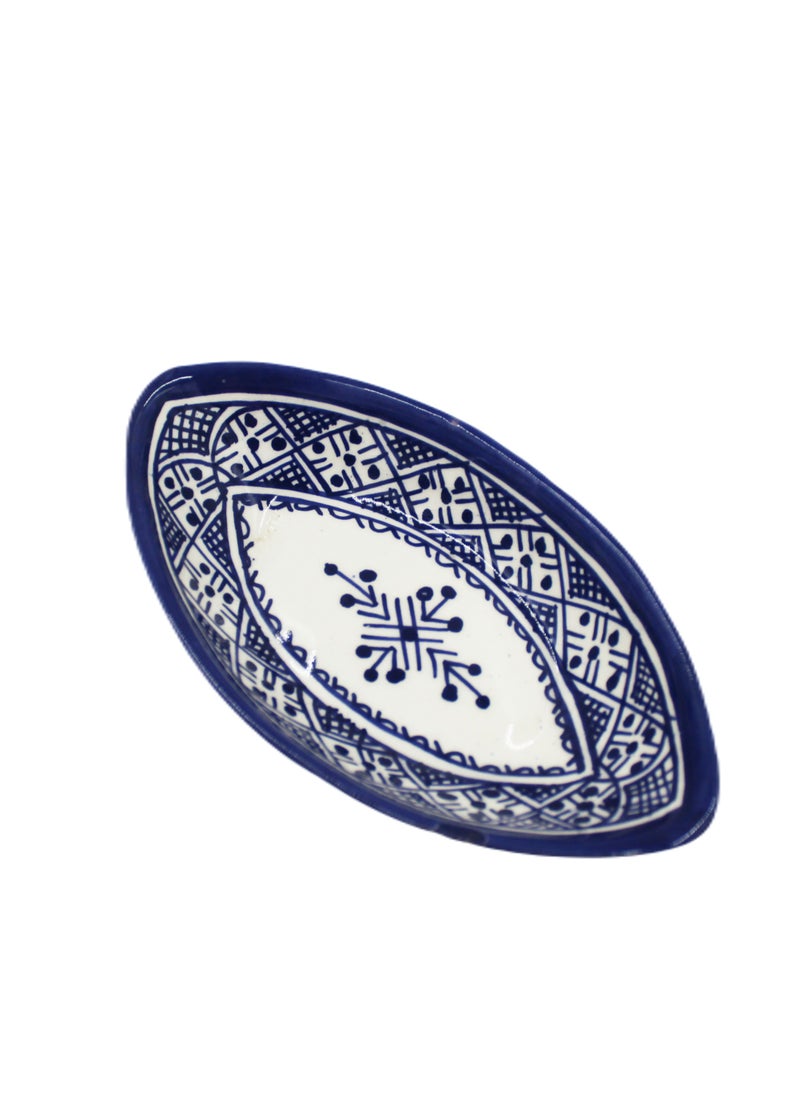 MOROCCAN HANDMADE HAND PAINTED PICKLE BOWL OVAL SHAPE 16 X 9 CM