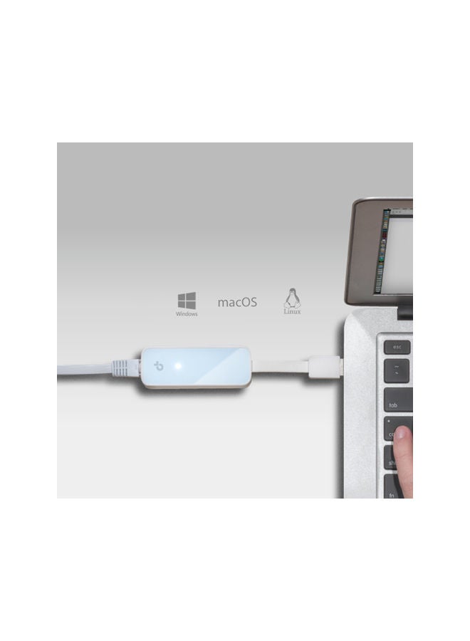 USB 2.0 to 100Mbps Ethernet Network Adapter White