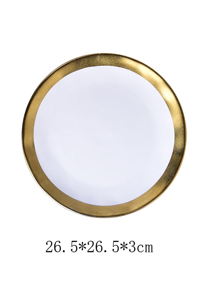 Phnom Penh Shallow Plate White/Gold 10inch