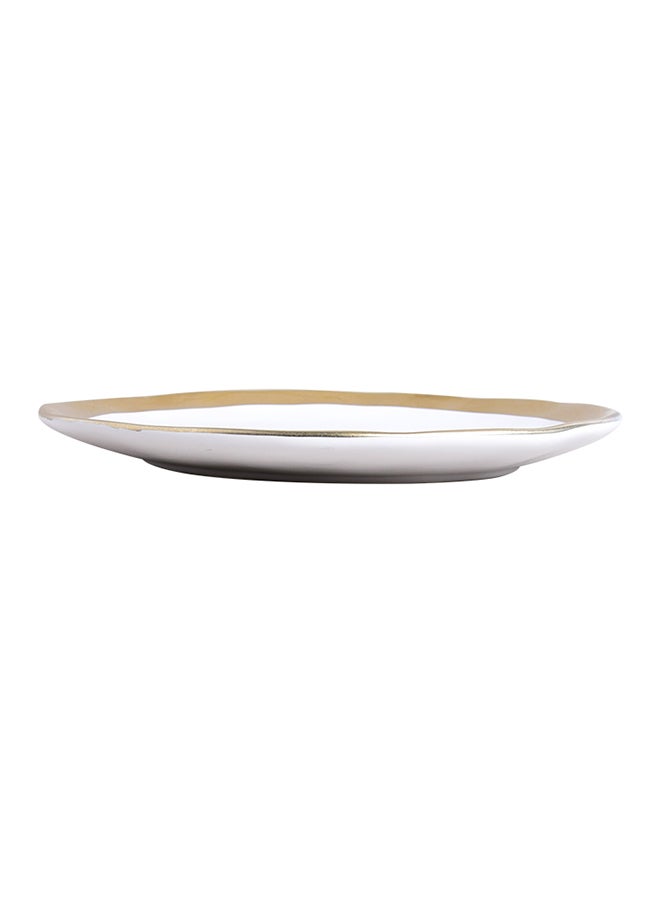 Phnom Penh Shallow Plate White/Gold 10inch