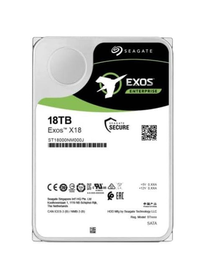 Exos X18 Enterprise Class, 18TB, Enterprise Internal Hard Drive, SATA, 3,5