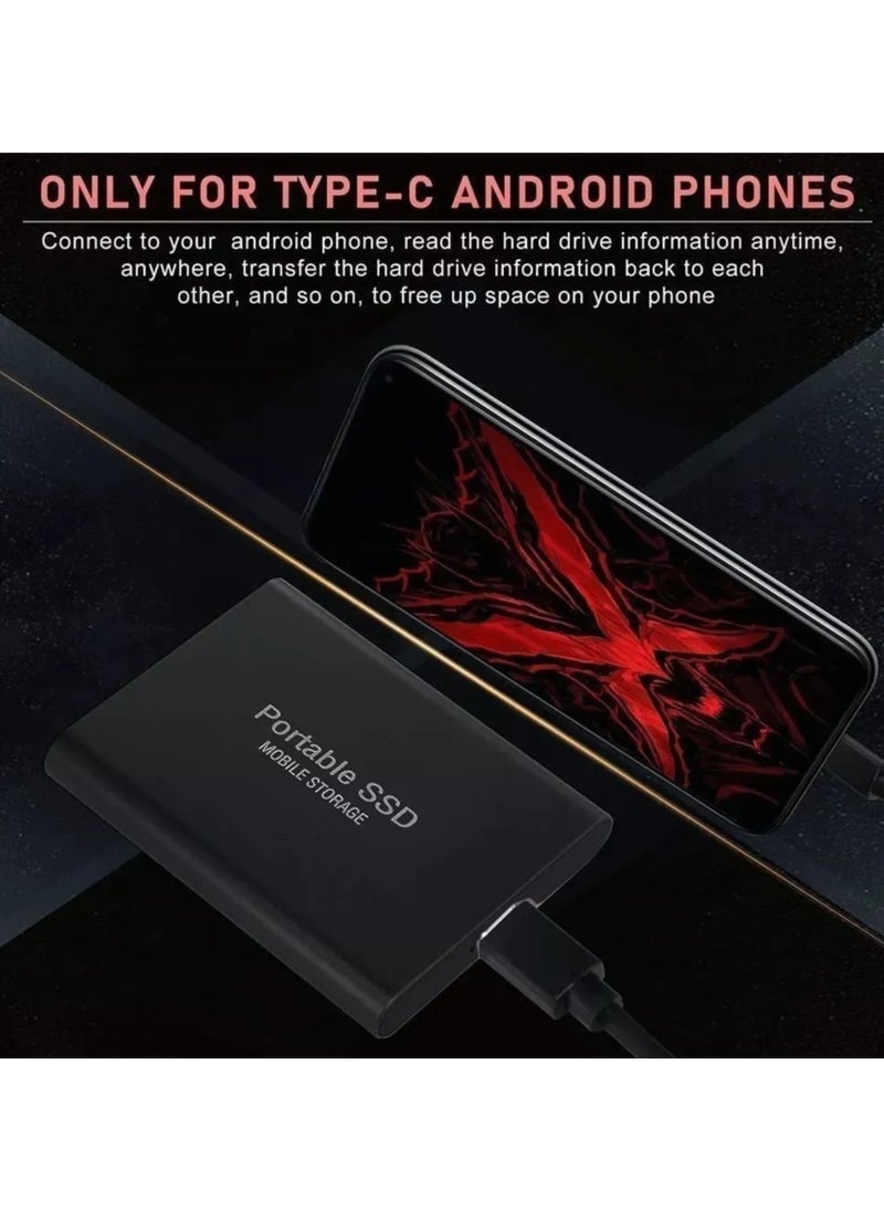2TB Portable External Hard Drive, Mini SSD Hard Drives,Solid State External Drives,Computer Backup Drive,USB 3.1 to Type-C Support Data Storage Transfer for Windows XP PC Laptop and Mac(Black)