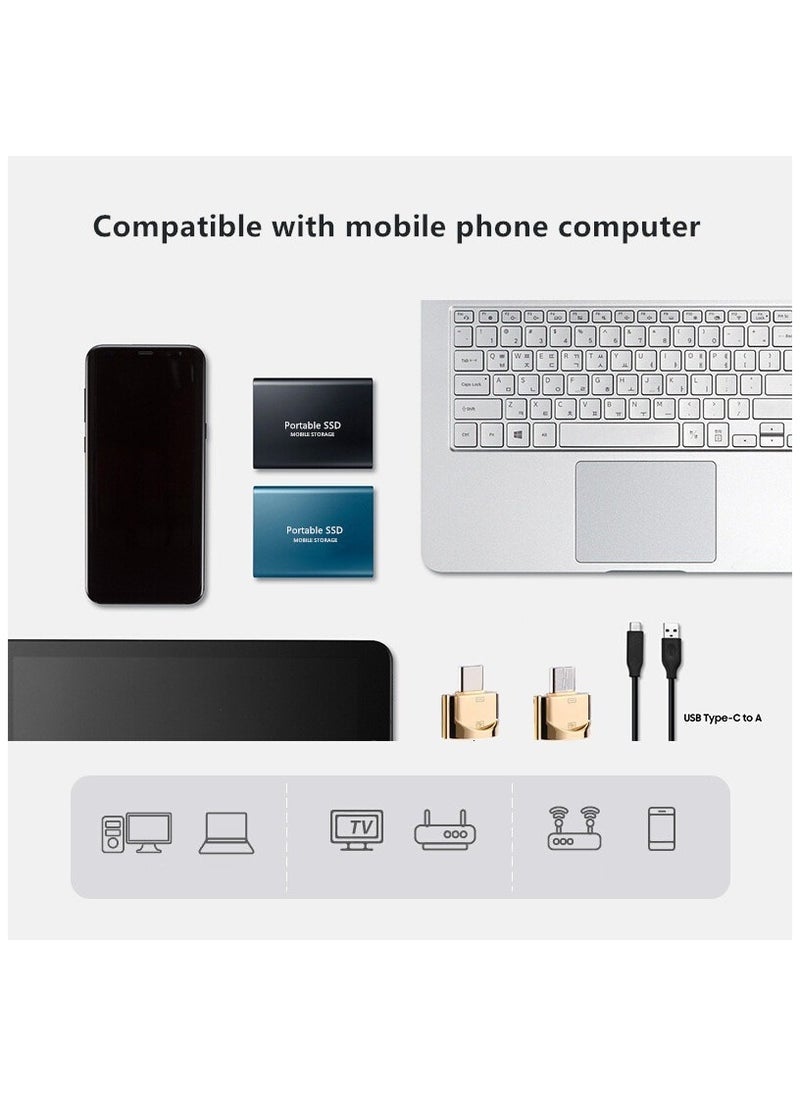 2TB Portable External Hard Drive, Mini SSD Hard Drives,Solid State External Drives,Computer Backup Drive,USB 3.1 to Type-C Support Data Storage Transfer for Windows XP PC Laptop and Mac(Black)