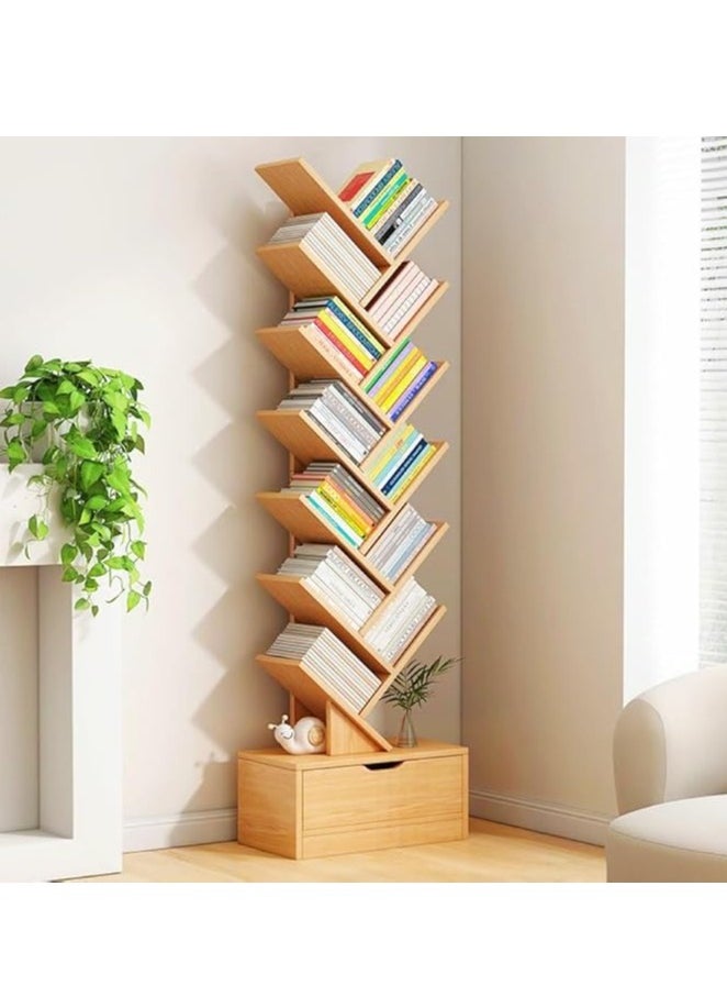 10-layer tree-like bookshelf, 10-layer bookshelves with drawers, modern bookshelves, self-standing tree-like bookshelves, practical organization shelves for home offices, living rooms, bedrooms