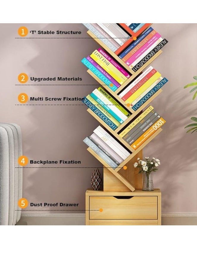 10-layer tree-like bookshelf, 10-layer bookshelves with drawers, modern bookshelves, self-standing tree-like bookshelves, practical organization shelves for home offices, living rooms, bedrooms