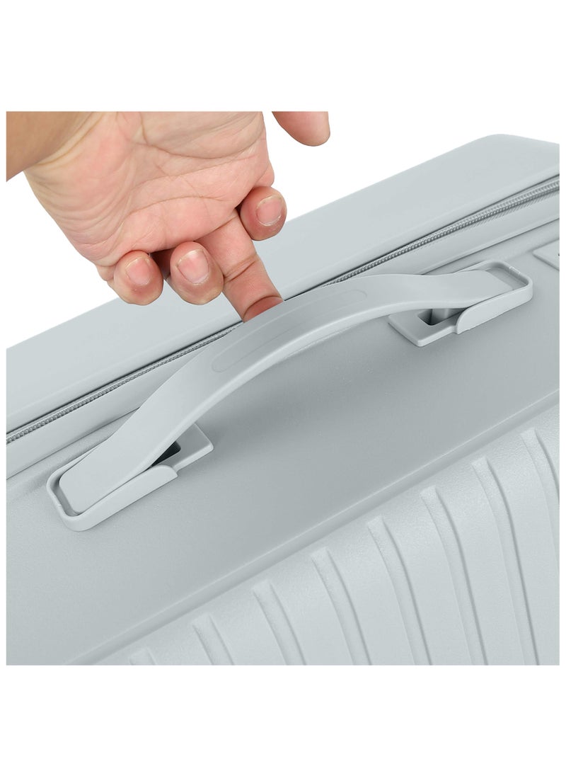 Senator Unisex Expandable PP Fashion Trolley Luggage Set Lightweight Hard Shell Spinner luggage with 360° Degree 4 Twin Wheel and Double Zippers KH1006-SILVER