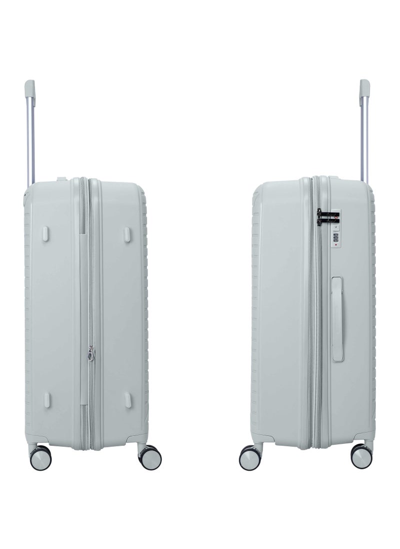 Senator Unisex Expandable PP Fashion Trolley Luggage Set Lightweight Hard Shell Spinner luggage with 360° Degree 4 Twin Wheel and Double Zippers KH1006-SILVER