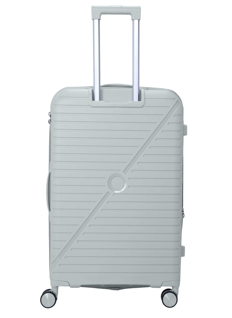 Senator Unisex Expandable PP Fashion Trolley Luggage Set Lightweight Hard Shell Spinner luggage with 360° Degree 4 Twin Wheel and Double Zippers KH1006-SILVER