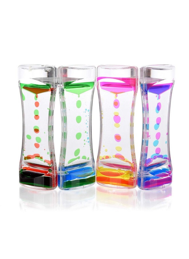 Liquid Motion Bubbler Toy (4-Pack) Colorful Hourglass Timer With Droplet Movement, Bedroom, Kitchen, Bathroom Sensory Play, Cool Home Or Desk Decor
