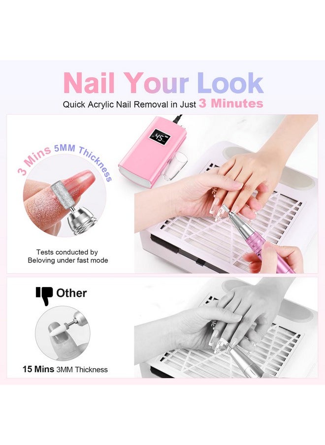 Portable Nail Drill Professional, 45000Rpm Rechargeable Nail Drill Electric File Machine For Acrylic Gel Polish Remover, Cordless Nail Kit For Manicure Pedicure With 11 Bits For Salon Home