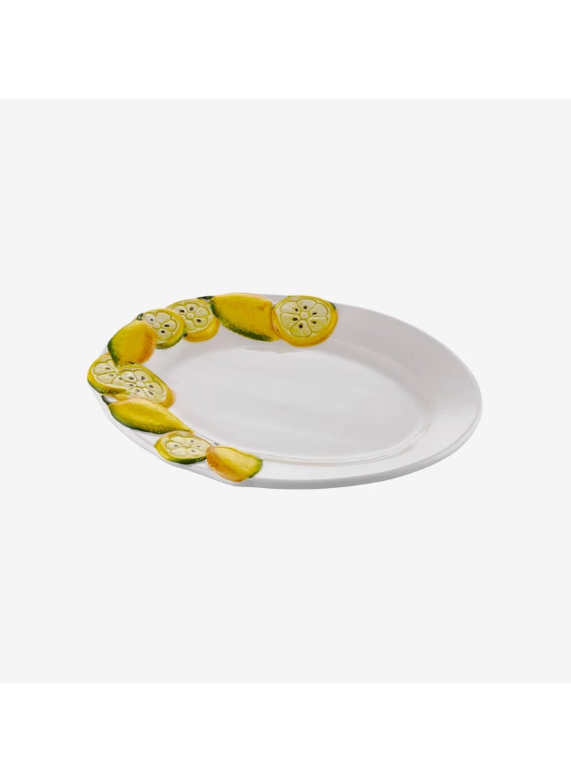 White Ceramic Serving Plate 22x14 cm, Limoni Collection