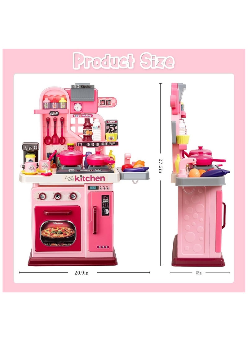 Kids Kitchen Playset-Cooking Stove, Paly Sink,Oven,Kitchen Toys with Realistic Lights & Sounds Pretend Play Toys