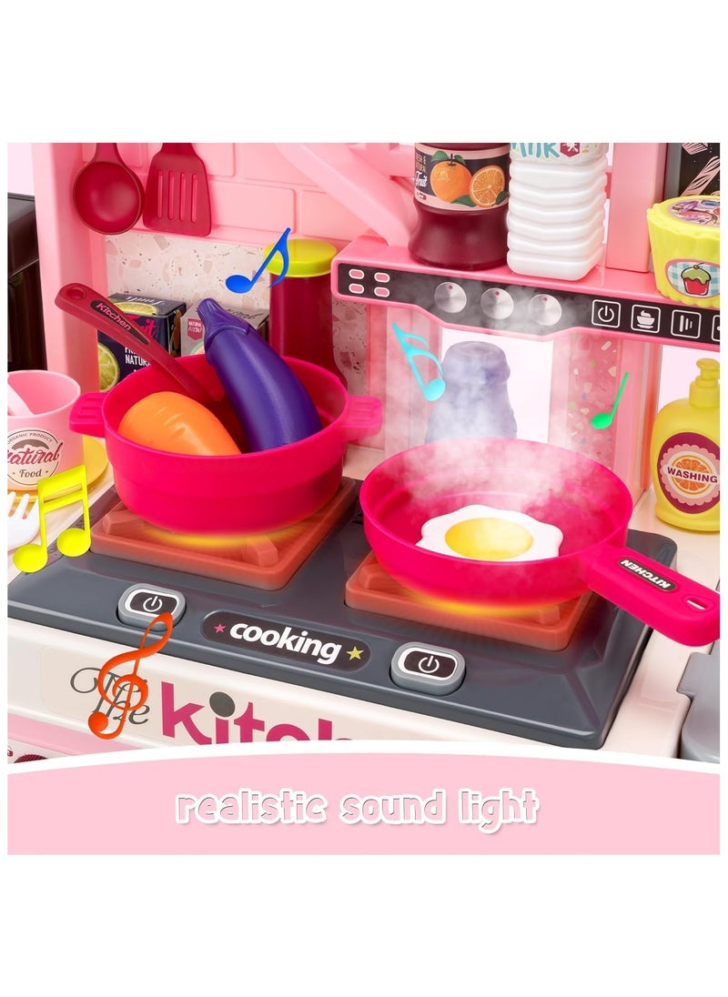 Kids Kitchen Playset-Cooking Stove, Paly Sink,Oven,Kitchen Toys with Realistic Lights & Sounds Pretend Play Toys