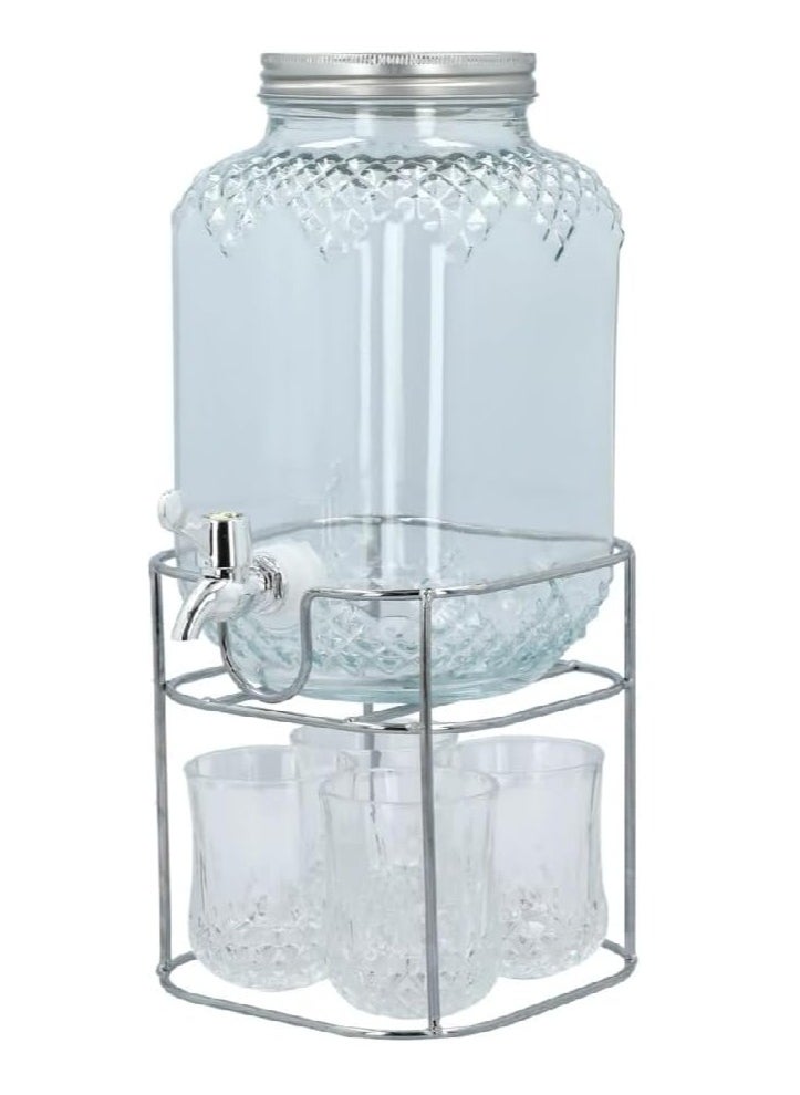 Durable and Elegant Design Beverage Dispenser Set Clear and Silver