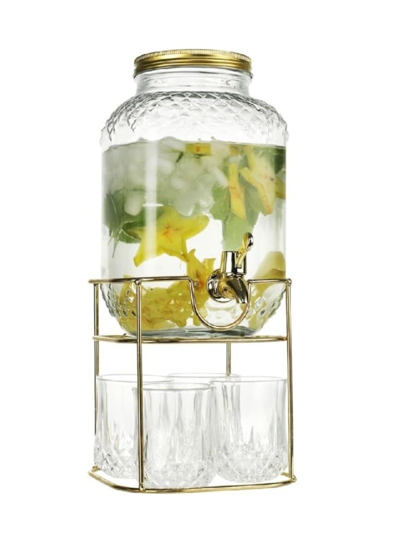 Durable and Elegant Design Beverage Dispenser Set Clear and Silver