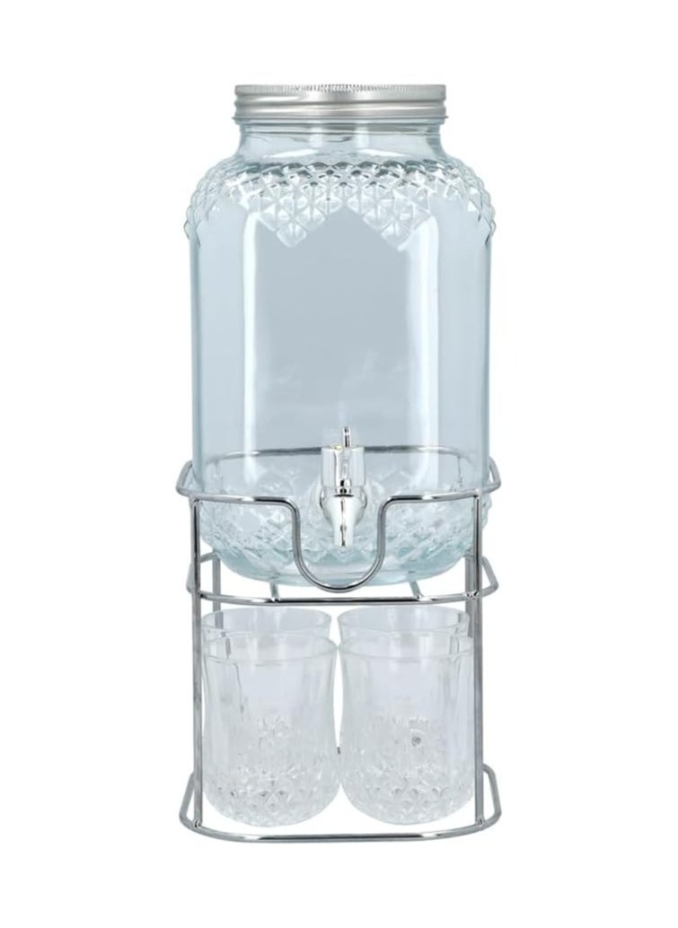 Durable and Elegant Design Beverage Dispenser Set Clear and Silver