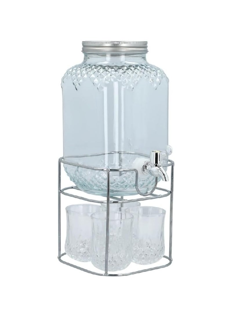 Durable and Elegant Design Beverage Dispenser Set Clear and Silver