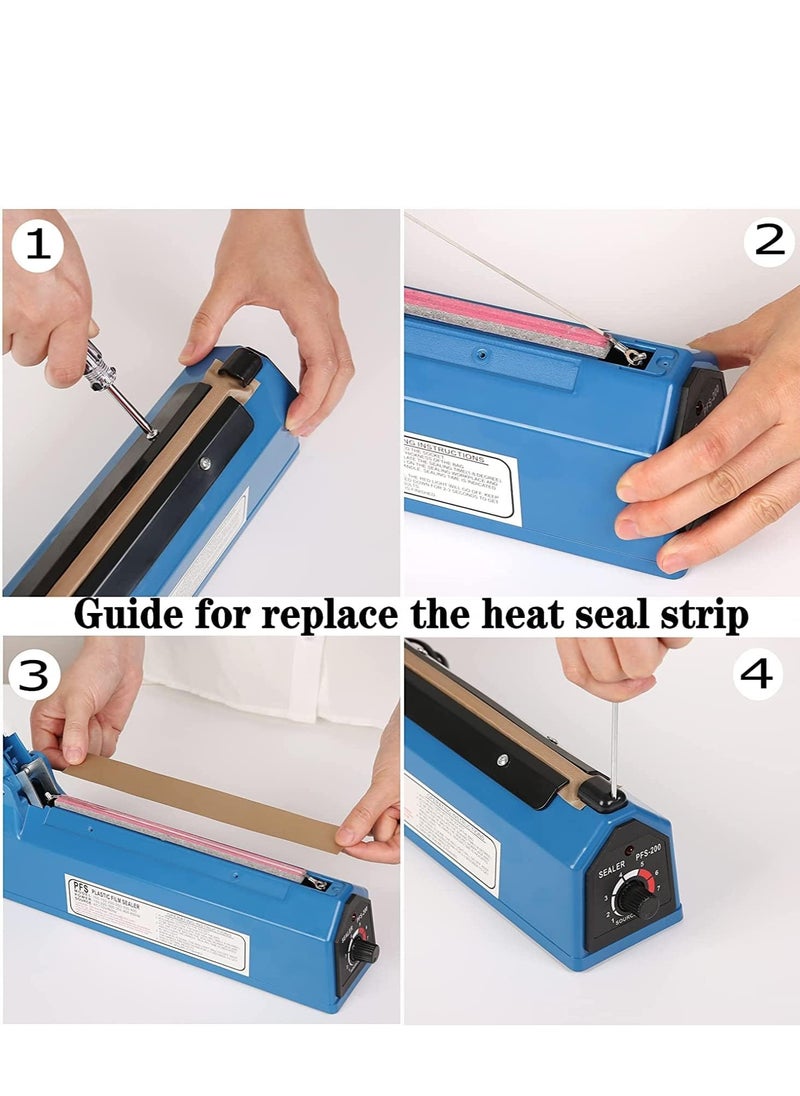 Heat Sealer Manual Bags Sealer Heat Sealing Machine 8 Inch Impulse Sealer Machine for Plastic Bags PE PP Bags with Extra Replace Element Grip