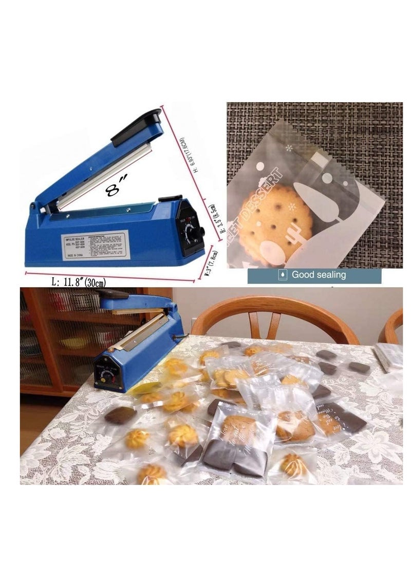 Heat Sealer Manual Bags Sealer Heat Sealing Machine 8 Inch Impulse Sealer Machine for Plastic Bags PE PP Bags with Extra Replace Element Grip