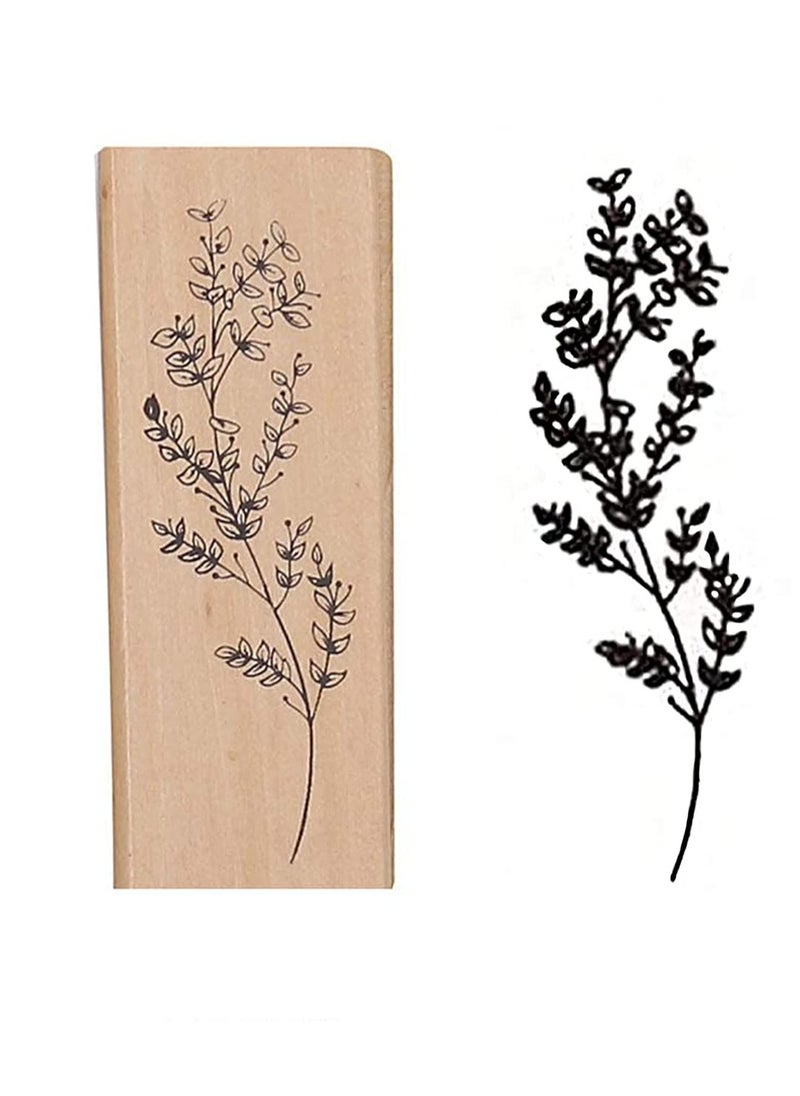 8 Pieces Wood Mounted Rubber Stamps, Plant Flower Vintage Lotus Series Decorative Wood Rubber Seal Stamp for DIY Craft, Letters Diary and Craft Scrapbooking, Gift Wrapping and Cards