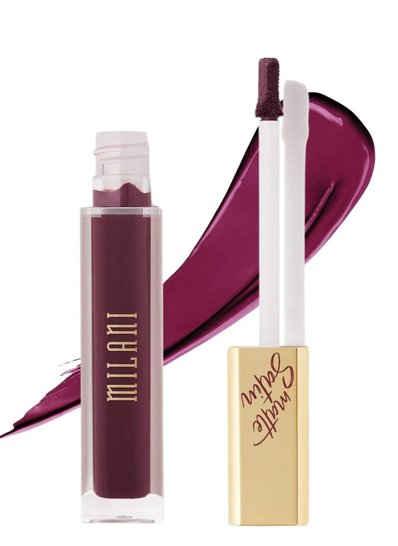 Milani Amore Satin Matte Lip Crème - Shade 06 Revel Berry Purple | Long-Lasting, Lightweight, Velvet-Matte Finish | Hydrating, Full-Coverage Liquid Lipstick