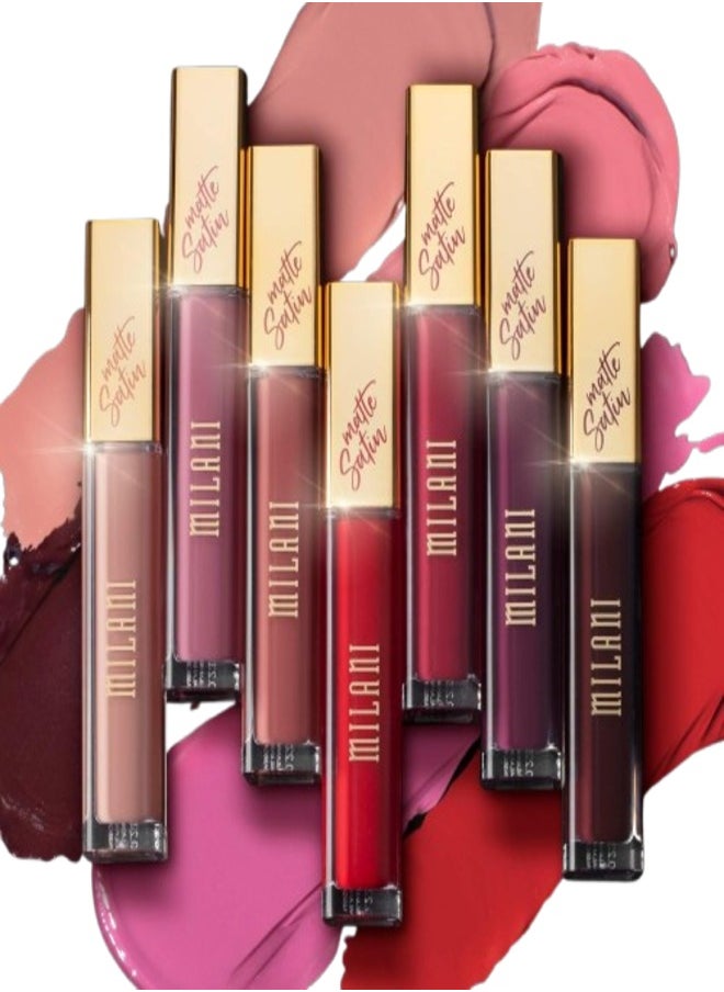 Milani Amore Satin Matte Lip Crème - Shade 06 Revel Berry Purple | Long-Lasting, Lightweight, Velvet-Matte Finish | Hydrating, Full-Coverage Liquid Lipstick