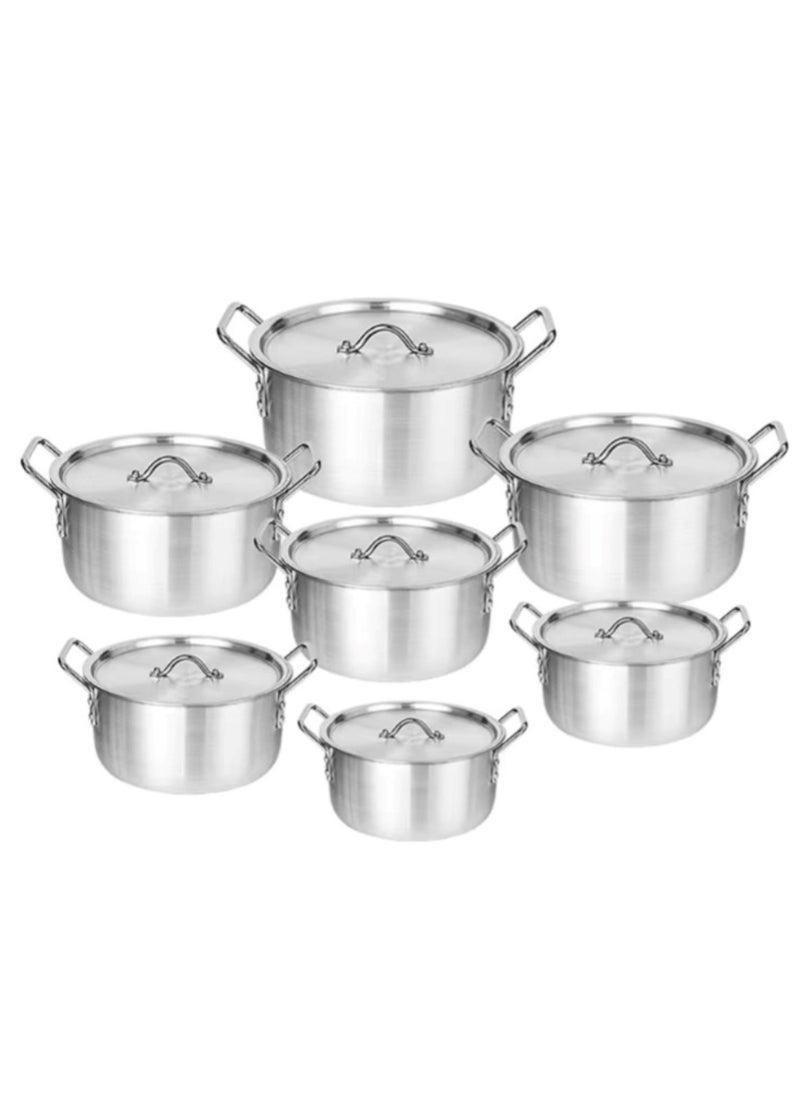 7-Piece Aluminum Hot Pot Cookware Set with Lids Kitchen Cooking Essentials