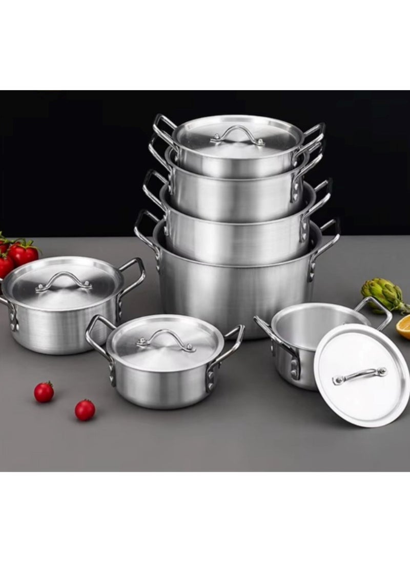 7-Piece Aluminum Hot Pot Cookware Set with Lids Kitchen Cooking Essentials