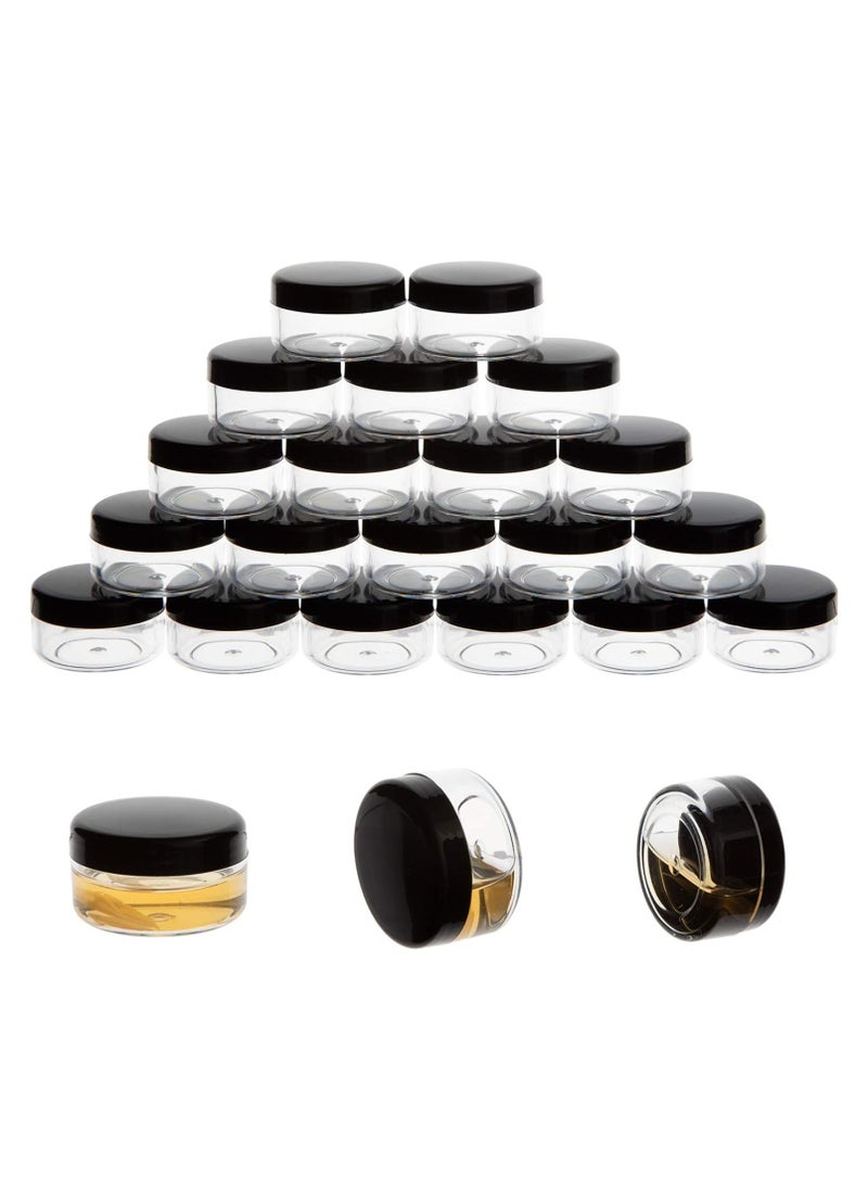 ZEJIA 10 Gram Sample Containers, 20 Count Cosmetic Containers with Lids, Refillable Empty Sample Jars, Small Plastic Containers with Lids (Black)