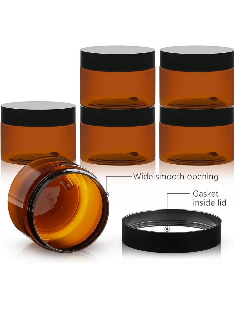 TUZAZO 4 Oz Amber Plastic Cosmetic Jars Leak Proof Small Container with lids for Cream, Lotion, Powder, Ointments, Beauty Products, 24 Pcs