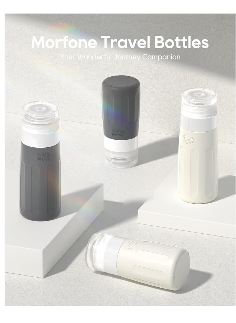 Morfone 16 Pack Silicone Travel Bottles Set for Toiletries TSA Approved Travel Containers Leakproof Squeezable Refillable Accessories 2oz 3oz for Shampoo Conditioner Lotion Liquids (BPA Free)