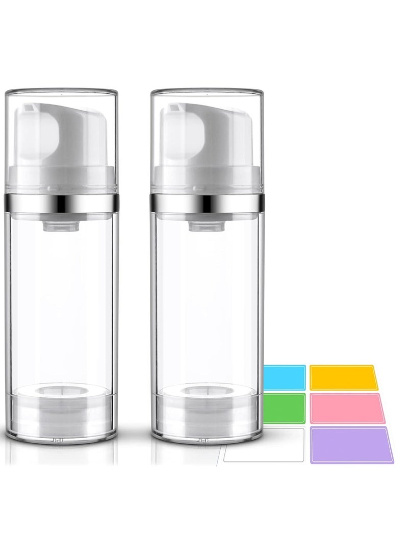 Cosywell Airless Pump Bottles 3.4oz/100ml Empty Moisturizer Pump Dispenser Airless Cosmetic Pump Container Travel Pump Bottles for Toiletries Shampoo Lotion and Cream Clear 2 Pack