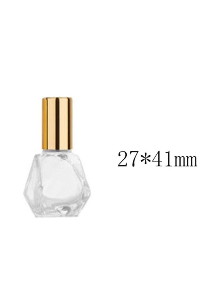 ConStore 10 PCS Mini Portable Polygonal Clear Glass Roller Bottle,8ml/0.27oz DIY Travel Essential Oil Roll On Bottle with Stainless Steel Ball Gold Cap