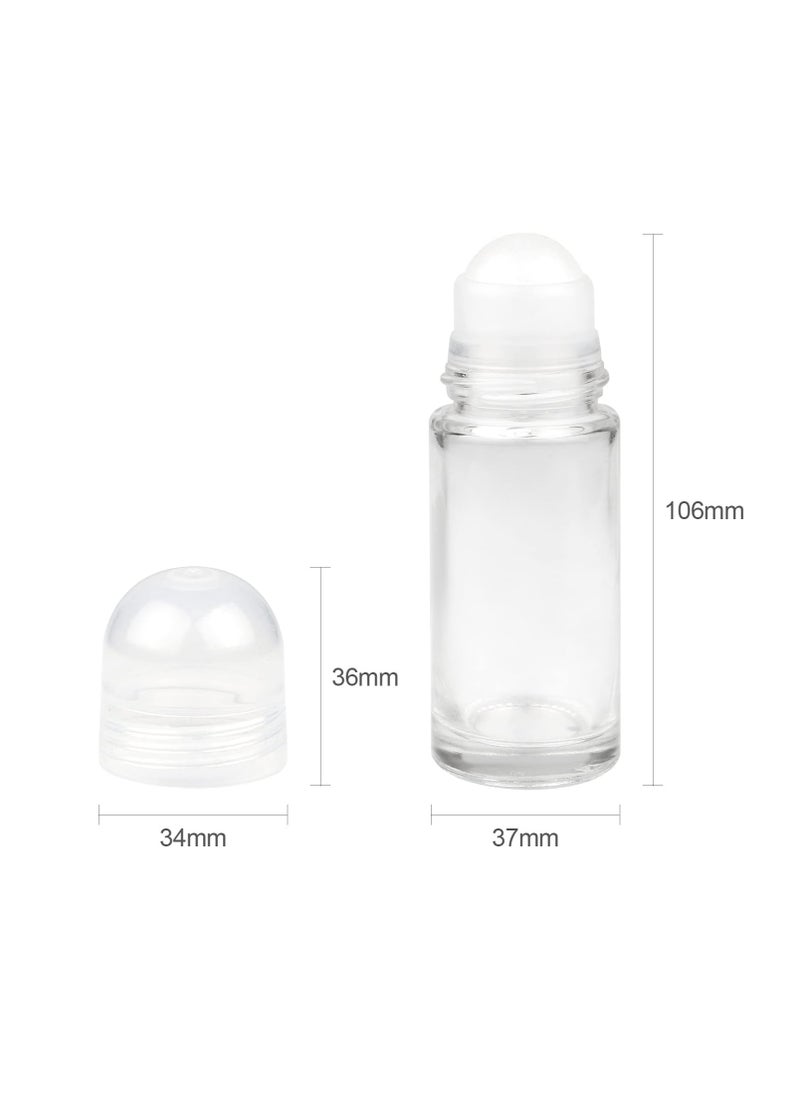 4 Pcs 50ml/1.7oz Roll-on Deodorant Bottles Perfume Essential Oil Roller Bottles DIY Travel Deodorant Container With Plastic Roller Ball&Clear Cap