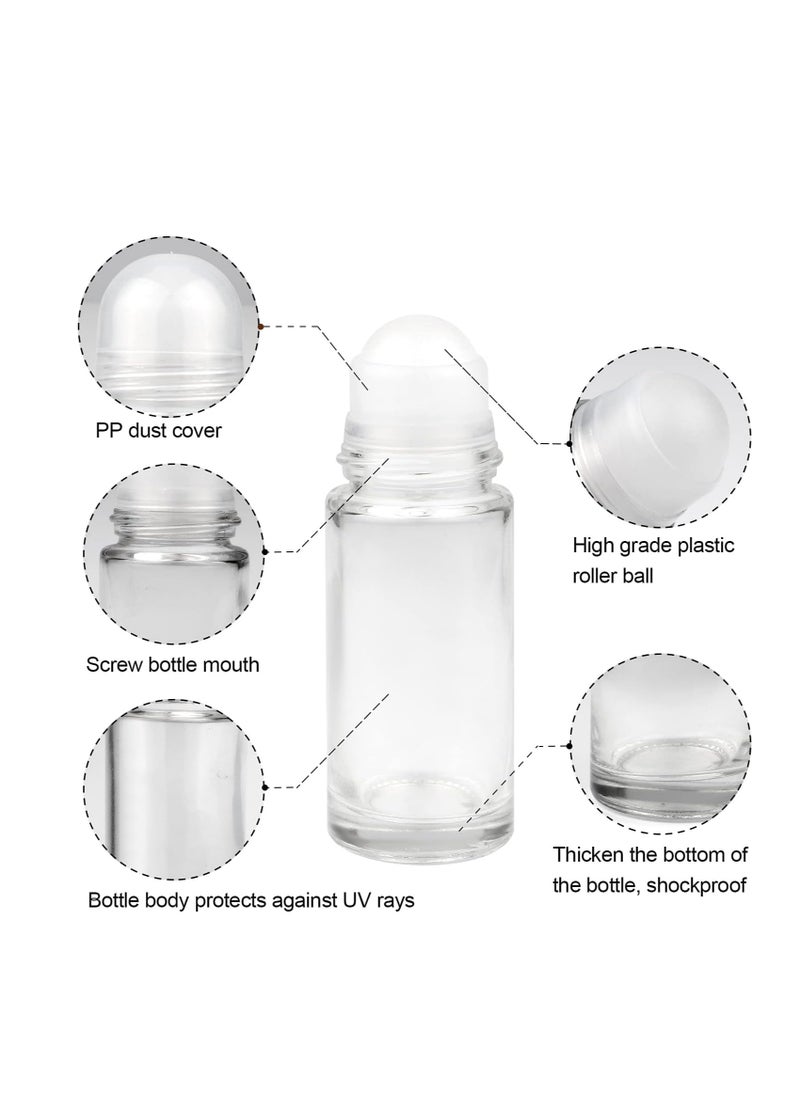 4 Pcs 50ml/1.7oz Roll-on Deodorant Bottles Perfume Essential Oil Roller Bottles DIY Travel Deodorant Container With Plastic Roller Ball&Clear Cap