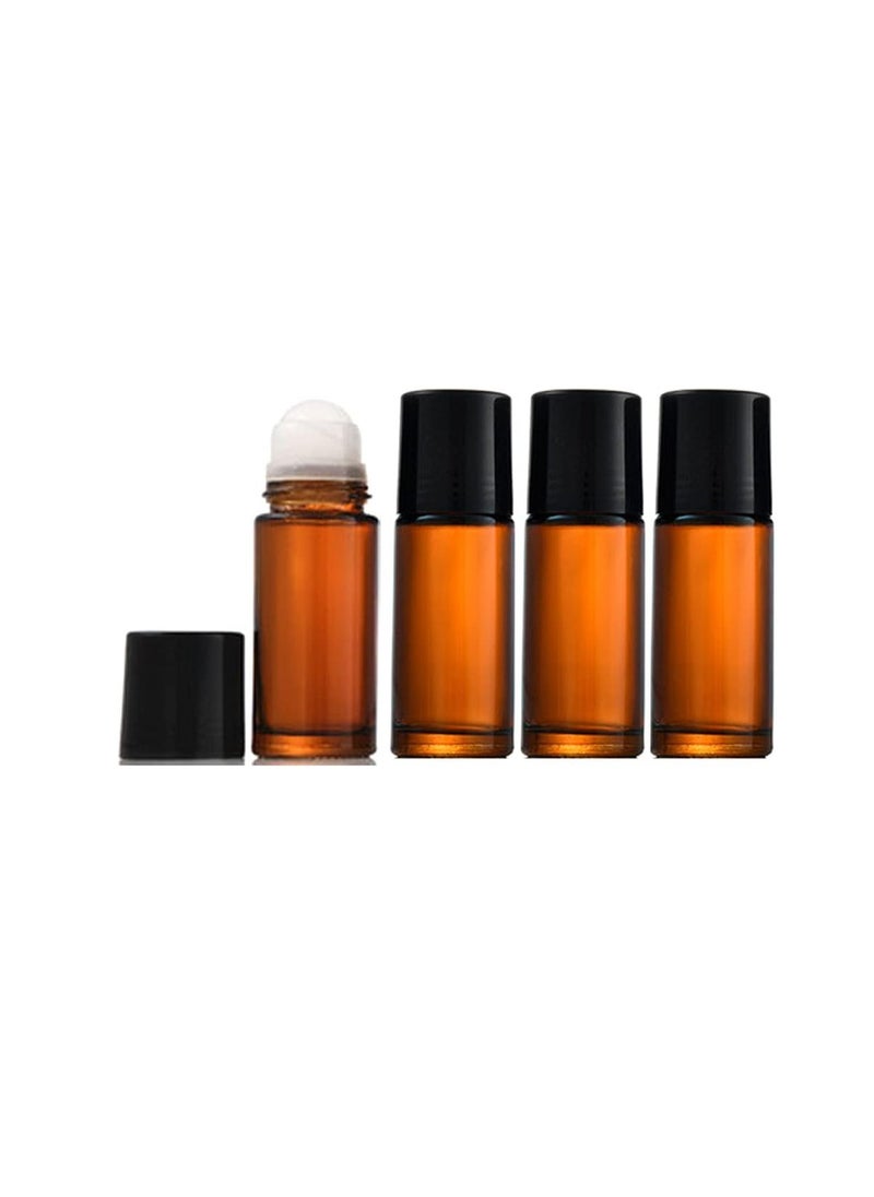 Wresty 1.7 Oz/50ml Glass Roll On Bottles Empty Deodorant Bottles Leak-Proof DIY Deodorant Container Amber Glass Roller Bottles For Essential Oils Perfume Cosmetics Sunscreen Moisturizer