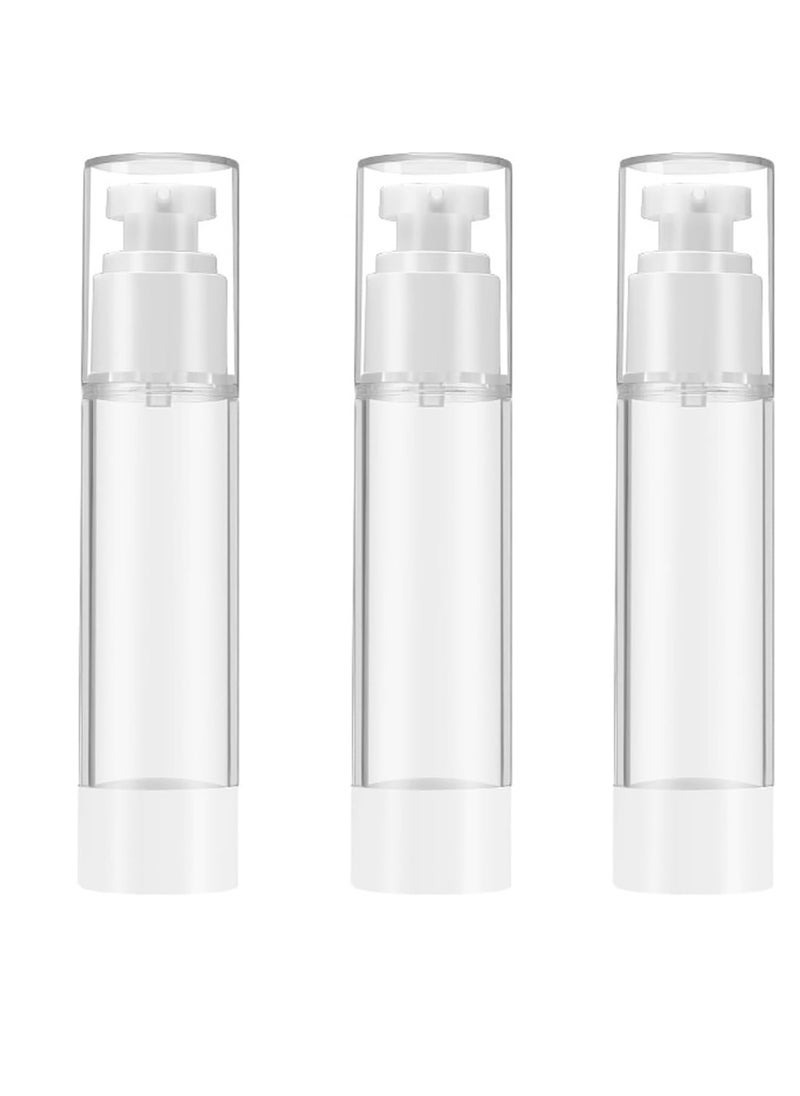 Qeuly 3 Pack Airless Pump Bottles 0.5 oz Travel Size Pump Bottle Lotion Container Refillable Cosmetic Pump Dispensers for Foundation Moisturizer Shampoo Toiletry (SN-15)