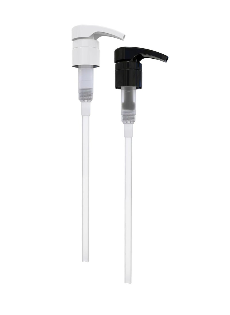 BRIGHTFROM Universal Dispensing Pump, Perfect for Shampoo & Conditioner 1L /33.8 OZ - Fits for Most Bottles or Any Refillable Bottles from 12oz to 33.8oz with 28/410 Neck Size, 2 Pack, White/Black