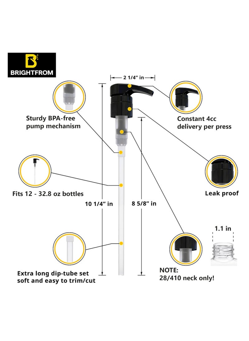 BRIGHTFROM Universal Dispensing Pump, Perfect for Shampoo & Conditioner 1L /33.8 OZ - Fits for Most Bottles or Any Refillable Bottles from 12oz to 33.8oz with 28/410 Neck Size, 2 Pack, White/Black