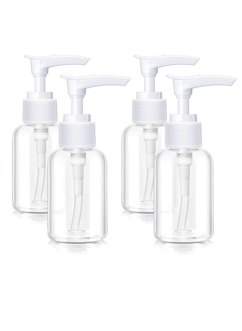 4 Pieces Transparent Travel Bottles Pump Bottle Lotion Dispenser Bottle Plastic Foamer Bottle Clear Pump Dispenser Mini Travel Pump Bottle for Cleaning, Cosmetics Packaging, Shampoo (White, 50 ml)