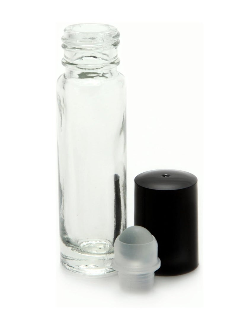 24, Clear, 10 ml Glass Roll on Perfume Bottles with 3 ml Dropper