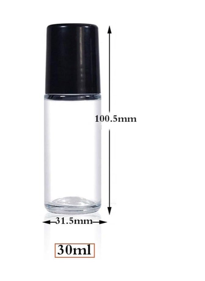 4PCS 30ml Essential Oil Roller Bottles,Empty Refillable Clear Glass Roll-on Bottles Perfume Roller Bottles with plastic Roller Balls and Black Lids