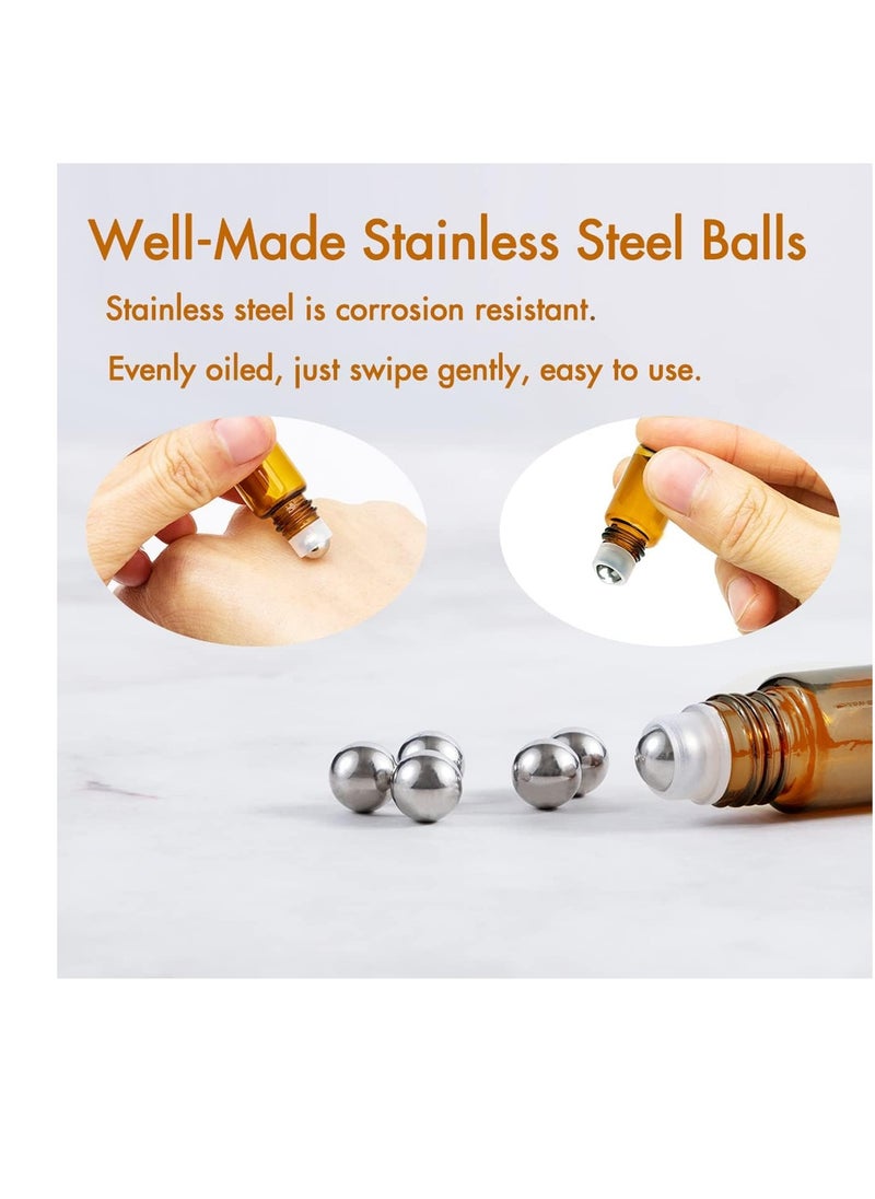 ZEJIA 2ML Essential Oil Roller Bottles, 24 Pack Amber roller bottles for oils, Mini Glass Roll on Bottles with Stainless Steel Roller Balls&2 Droppers