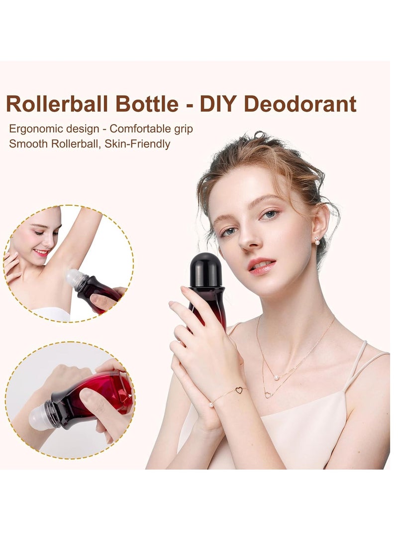 JIUWU Roll On Bottles for Deodorant 50 ML Rollerball Bottle For Amber Oil 3pcs Roller Bottles For Essential Oils With Multi-Function Bottle Opener Empty Travel Size Bottles For Perfumes（Plastic Ball）