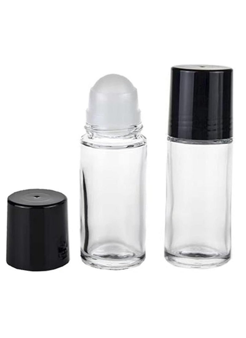 2 Pcs 50ml/1.7oz Glass Deodorant Roller Bottle Empty Roll On Bottles Deodorant Containers DIY Rollerball Bottles For Sunscreen Moisturizer Cosmetics