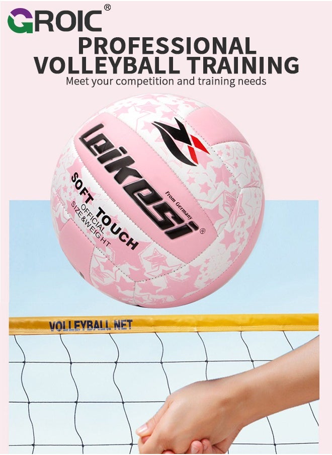 Volleyball Official Size 5,Waterproof Volleyball Light Touch Recreational Ball,Volleyball for Indoor, Outdoor and Play Game Gym Workout,PU Leather Training Practice Volley Balls