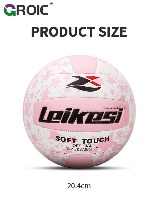 Volleyball Official Size 5,Waterproof Volleyball Light Touch Recreational Ball,Volleyball for Indoor, Outdoor and Play Game Gym Workout,PU Leather Training Practice Volley Balls