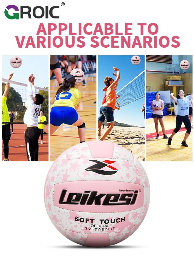 Volleyball Official Size 5,Waterproof Volleyball Light Touch Recreational Ball,Volleyball for Indoor, Outdoor and Play Game Gym Workout,PU Leather Training Practice Volley Balls